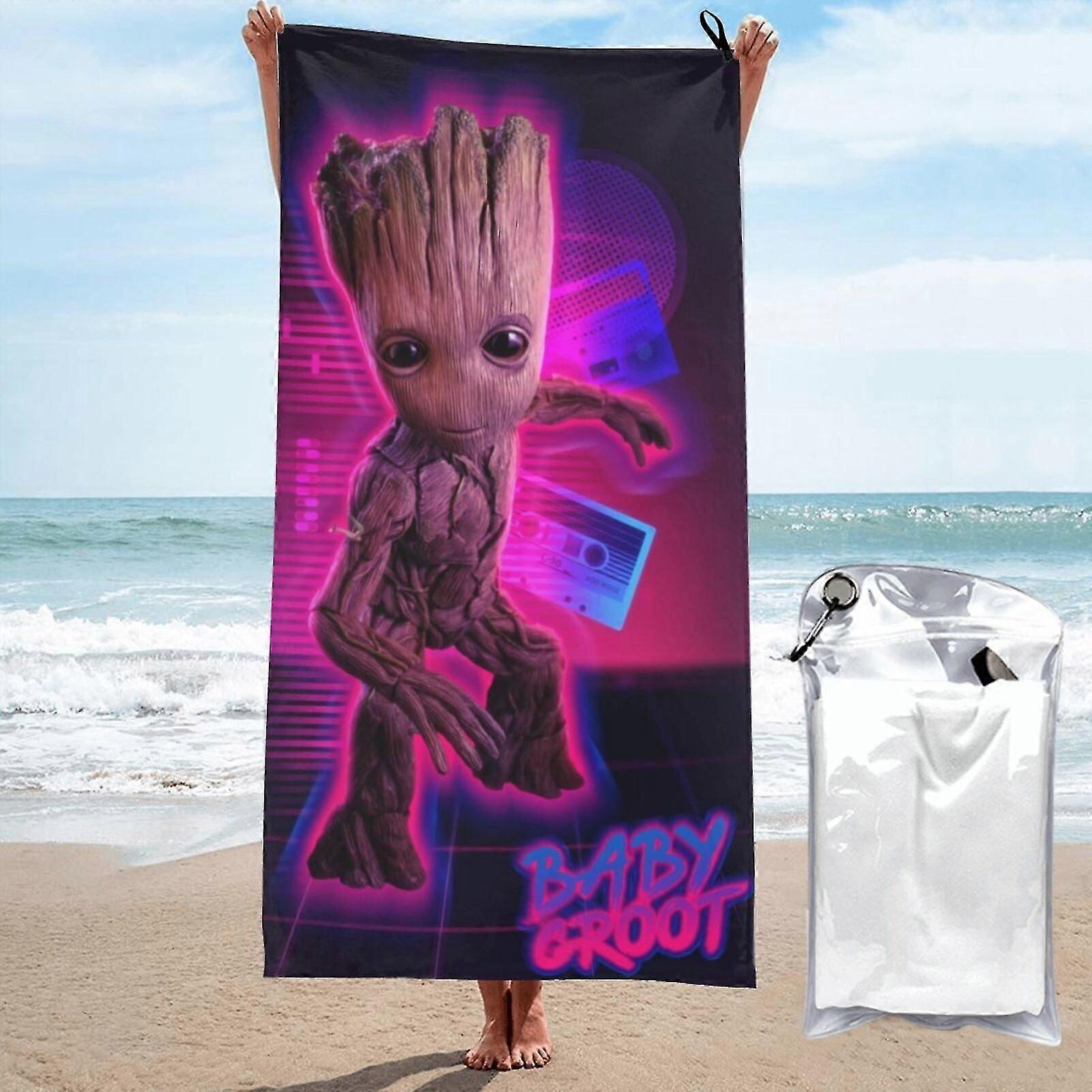 I Am Groot Mikrokuituinen Rantapyyhe Imukykyinen Nopeasti kuivuva Kevyt Hiekkaton Ylisuuret Suuret pyyhetarvikkeet Matka Uima-allas Jooga Risteily Camping Ge 