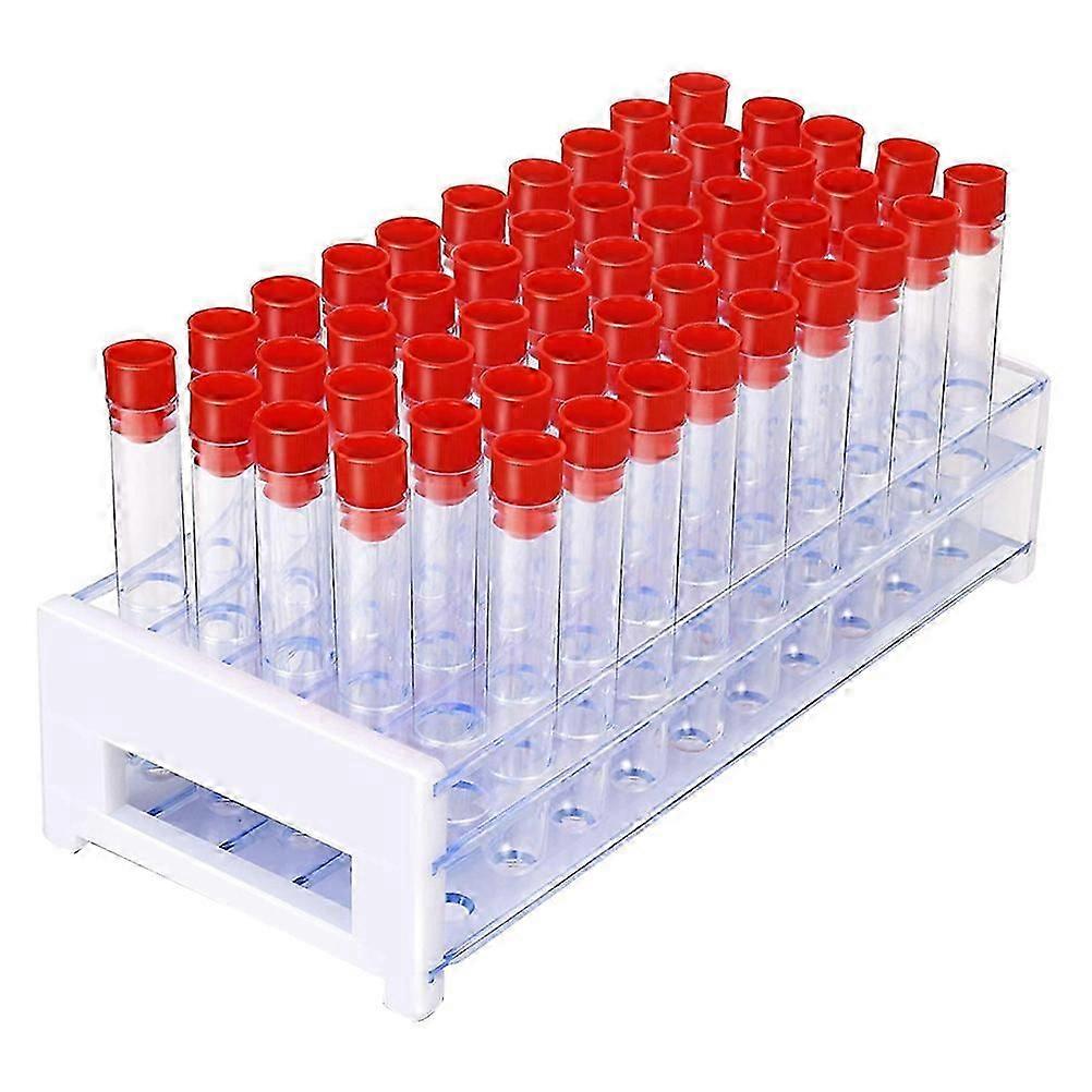 51Pcs Plastic Test Tubes with Lid Test Tubes Storage Rack Laboratory Equipment