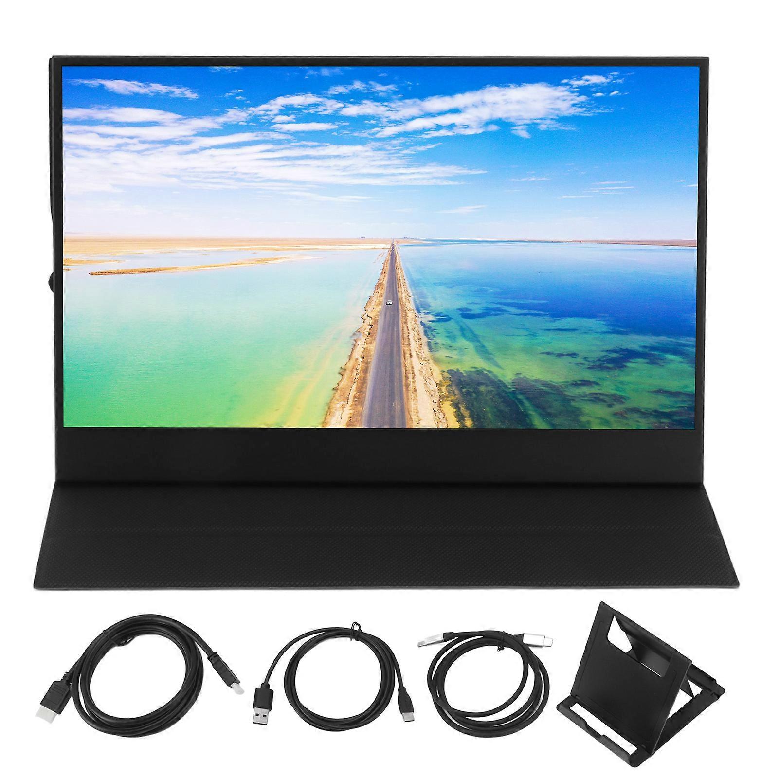 Portable Monitor 13.3 Inch Type C 1080P High Definition Multimedia Interface Screen Display with Thin Border Leather Cover for Laptop Cell Phone