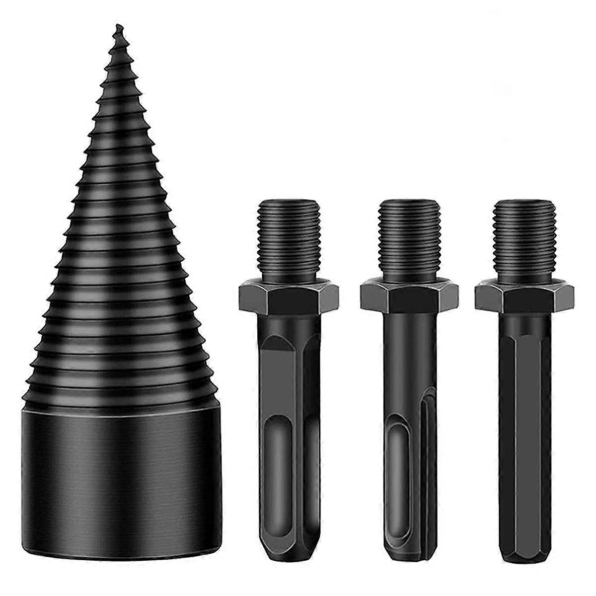 Drill Bit Sets 4Pcs 42mm Firewood Splitter Drill Bit, Round/Hex/Triangle Shank Wood