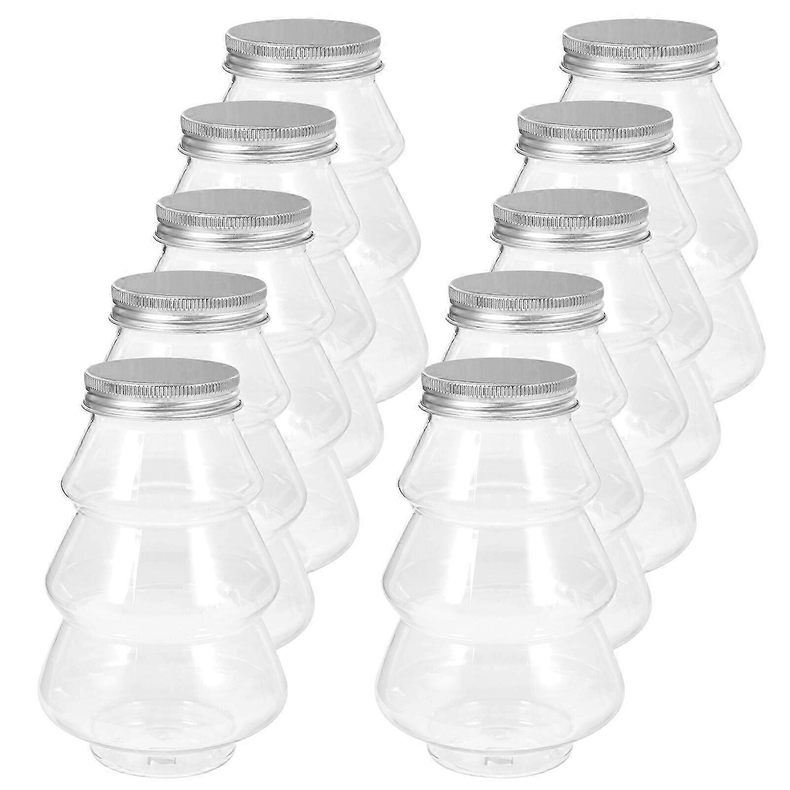 10pcs Empty Plastic Juice Bottles Reusable Water Bottles Xmas Tree Shape Drink Containers