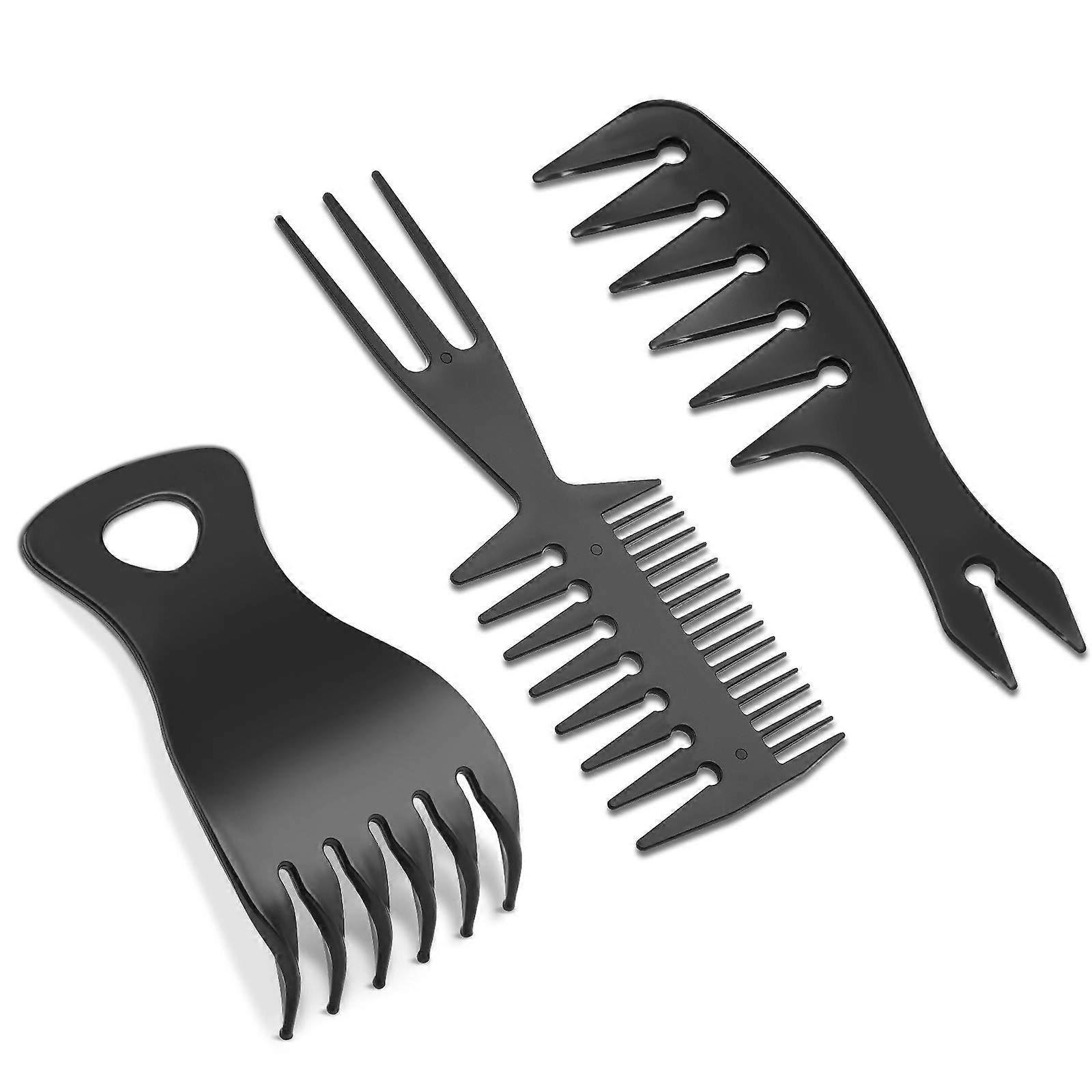 3-Piece Comb Set for Thick Curly Hair - Texture Tri-Comb, Dual-Sided Brushes, Wide Tooth Design for Wet Hair Styling