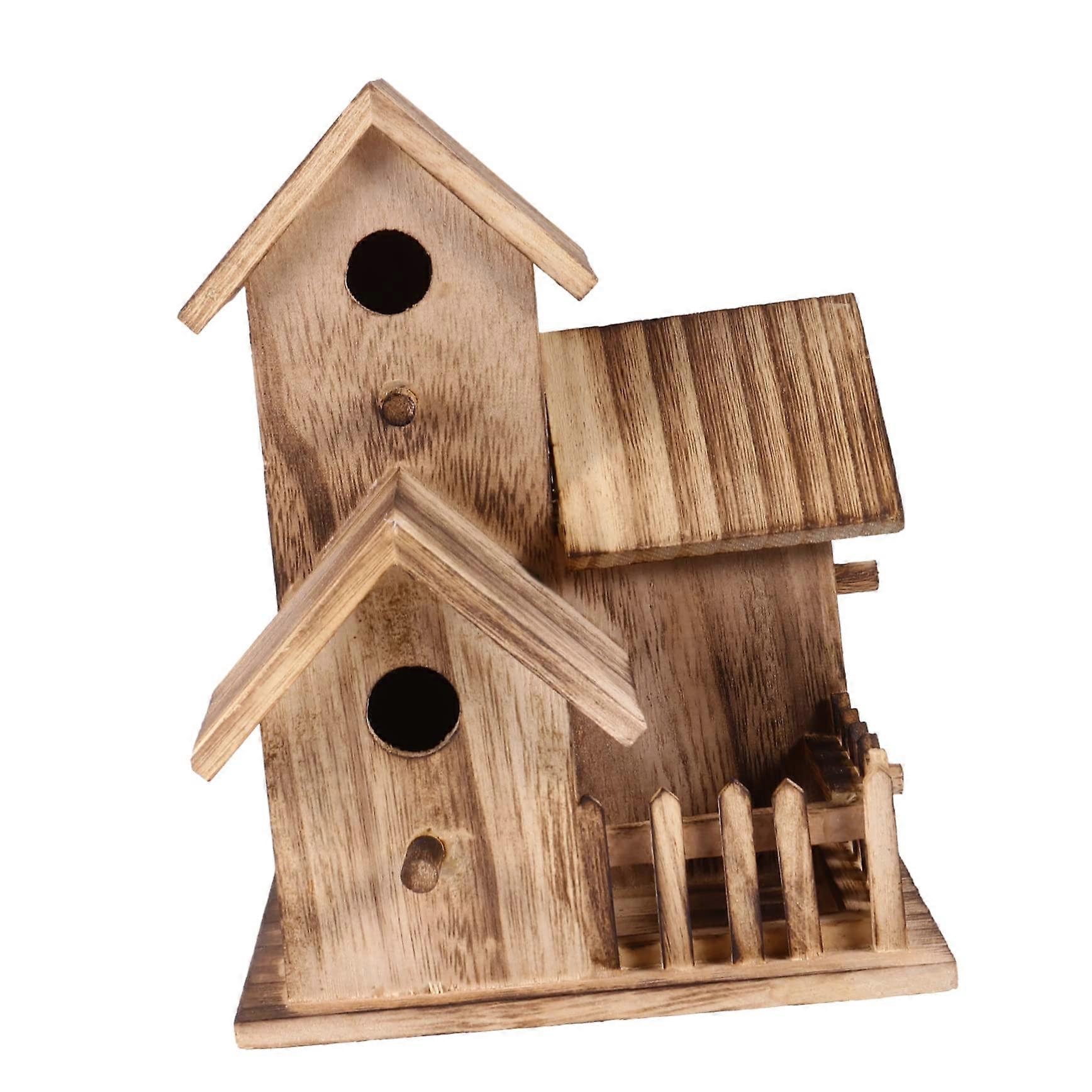 Wooden Bird Nest Box DIY Kit for Garden Decoration - Natural Design Outdoor Birdhouse for Breeding Birds