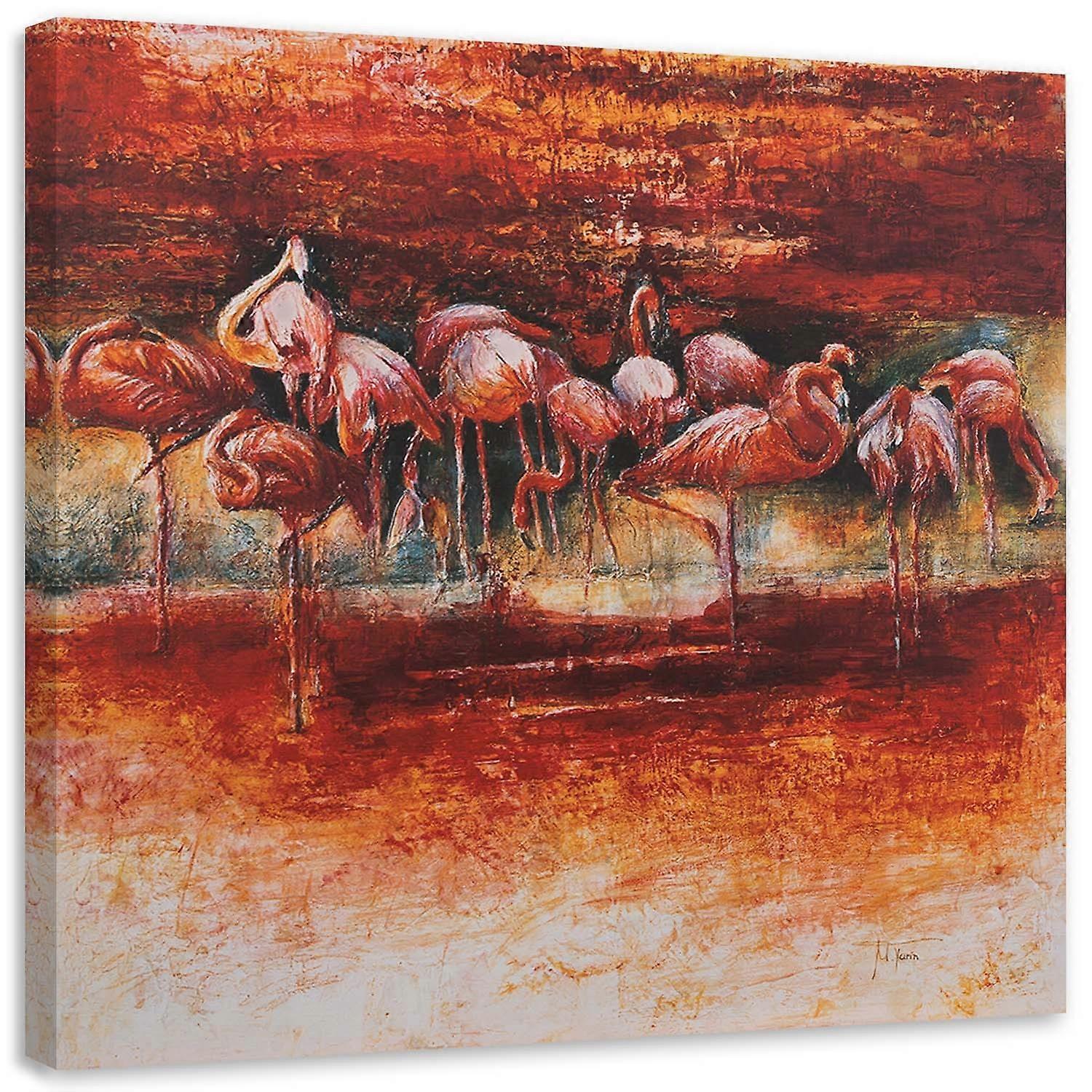 Impression sur toile, Troupeau de flamants roses - 30x30