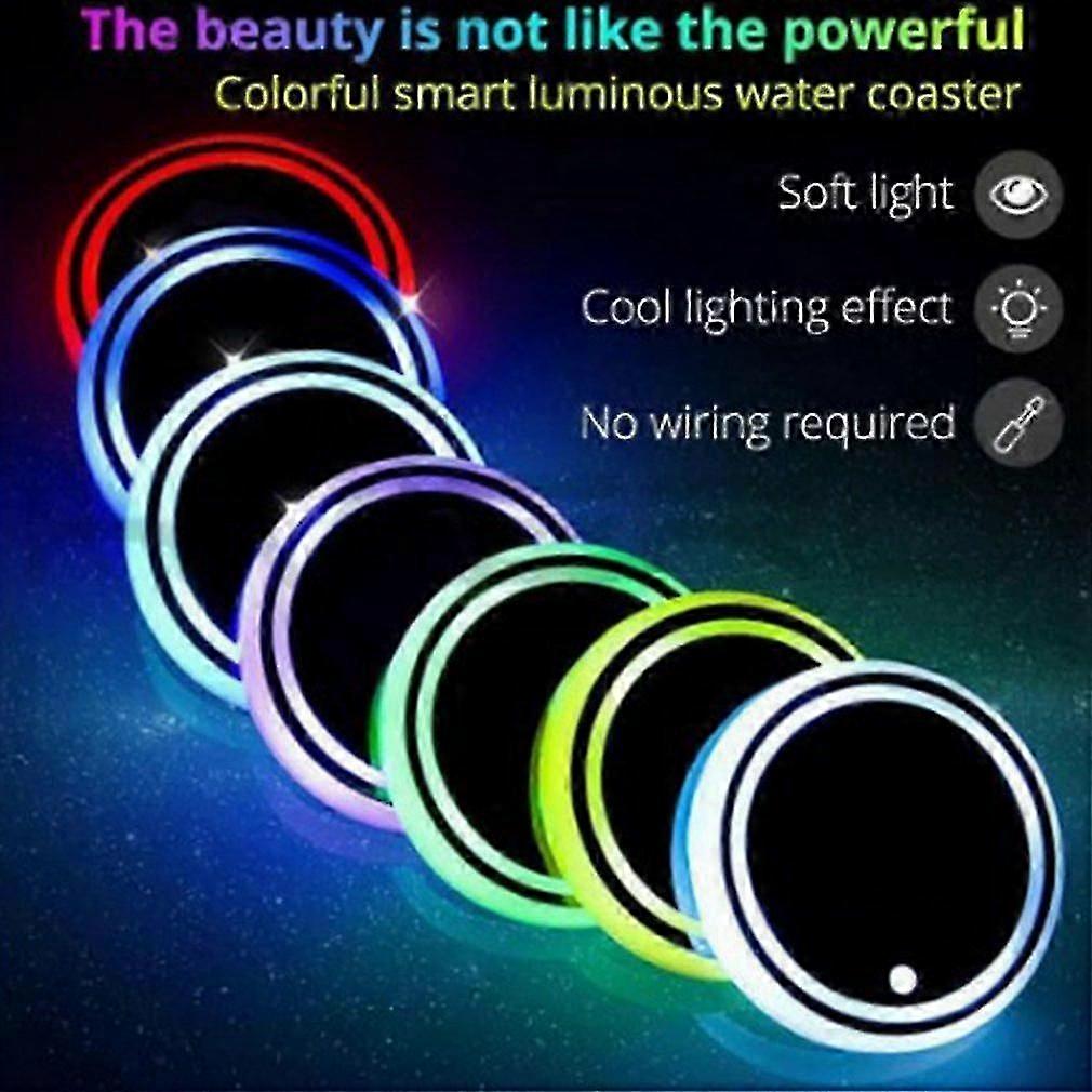 7 Farben Auto LED Getränkehalter Licht Matten Auto Untersetzer Flasche Licht Sensor Vibration Atmosphäre Licht Konstellation Led Getränkehalter - Getränkehalter