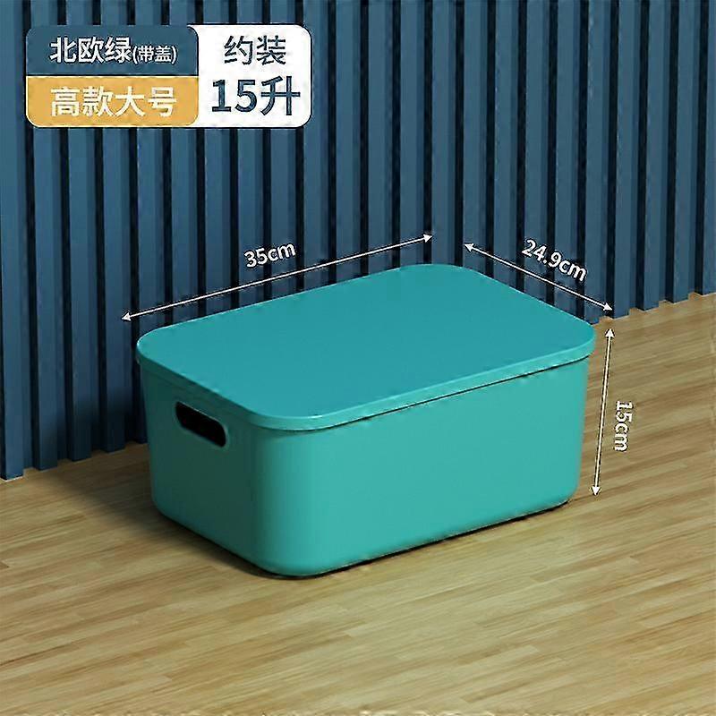 Large Stackable Storage Bin with Lid for Books & Sundries - Green
