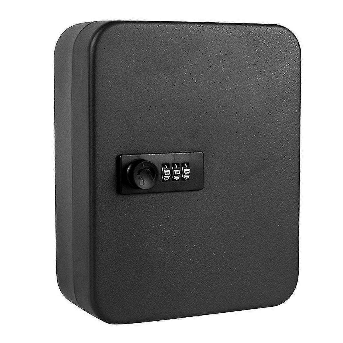 Wall-Mounted Key Organizer with 20 Hooks and Secure Lock Box