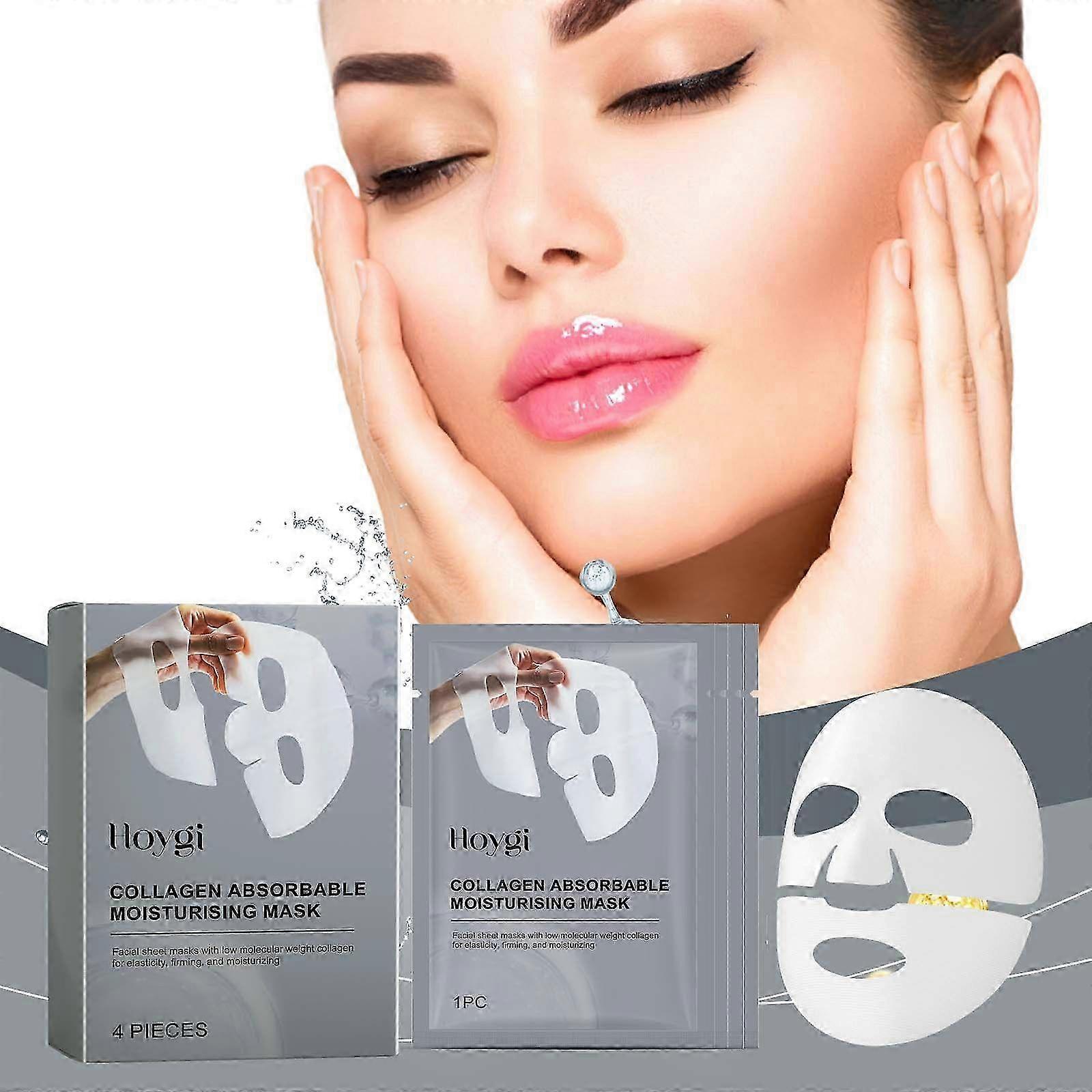 2025 4pcs Collagen Moisturizing Sheet Mask Lightweight Hydrating Face Mask with Elastic Care