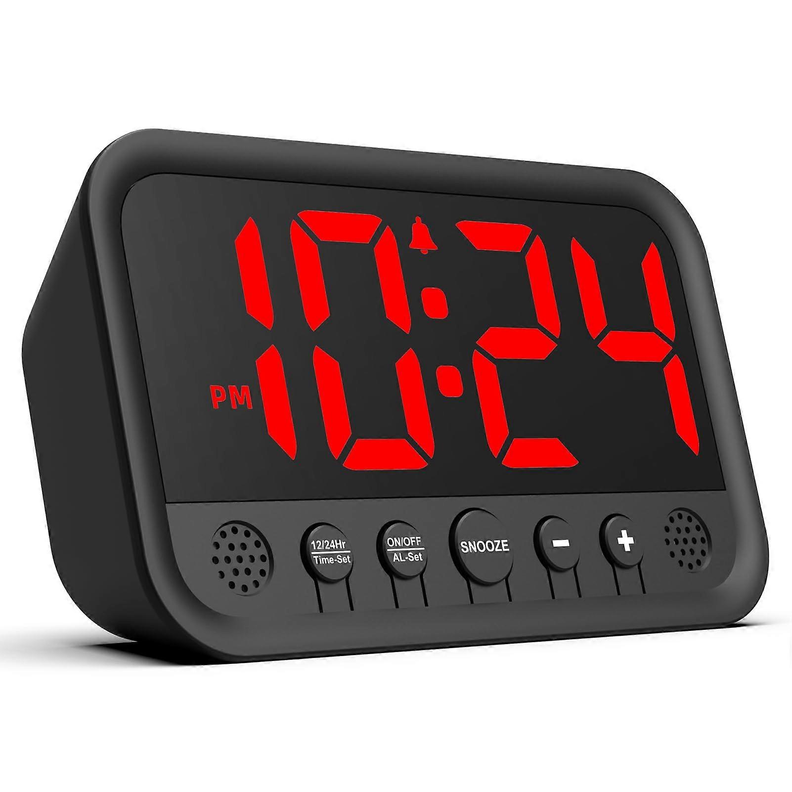 Clocks LLR104 Adjustable Volume Digital Alarm Clock USB Powered LED Display Desktop Clock with Snooze Function Red