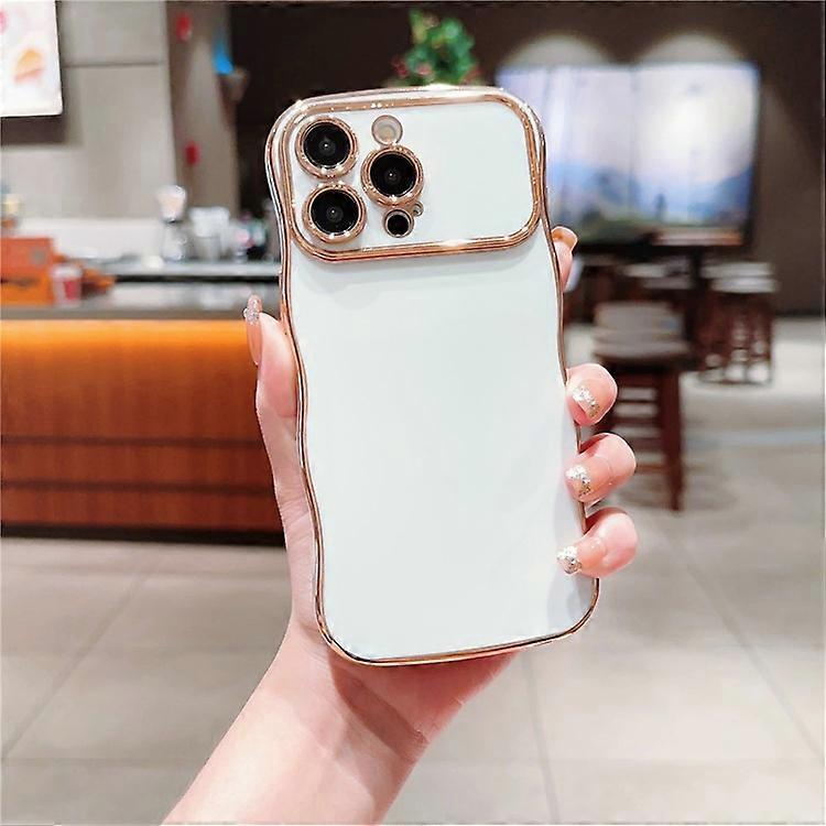 Compatible For iPhone 13 Pro Max Case Curly Wave Frame Shape Electroplating TPU Back Cover