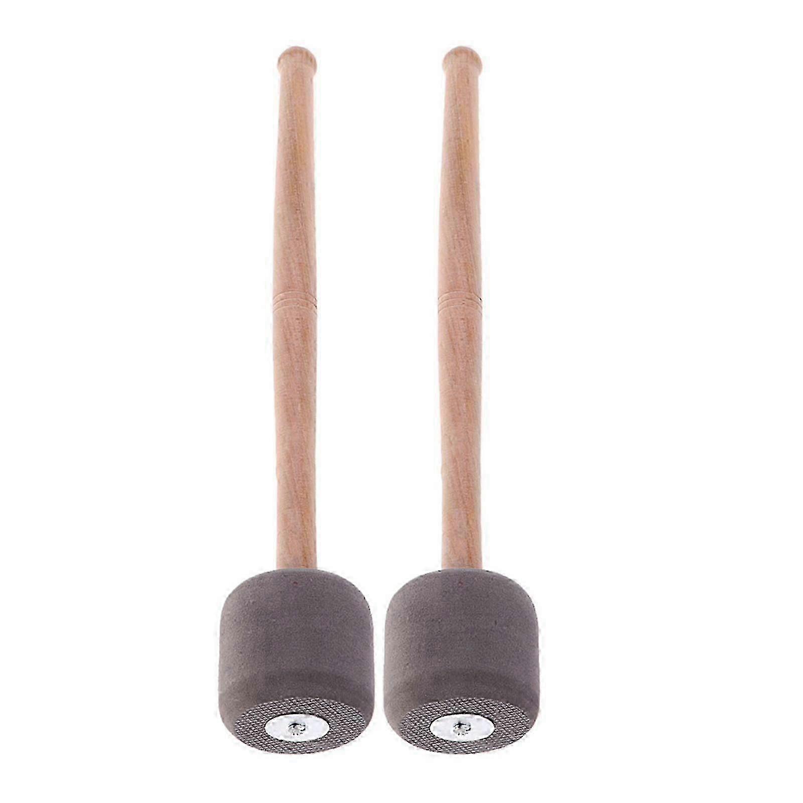 2 Pieces Bass Foam Drum Mallets with Oak Handle, Suitable for Beginner Percussion Instrument Bands