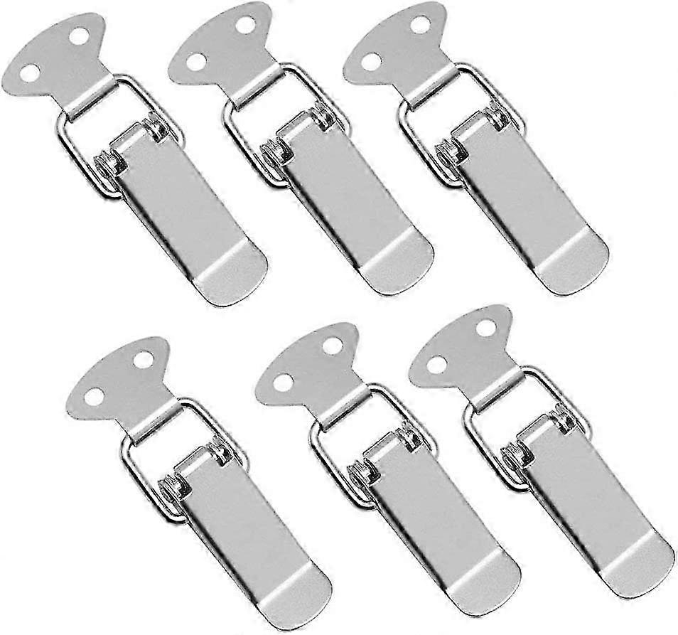 Set of 6 Stainless Steel Spring Latches with Toggle Latch, Clip Clasp, Duckbill Buckles for Toolboxes, Drawers, Cabinets, and Chests, 58mm O