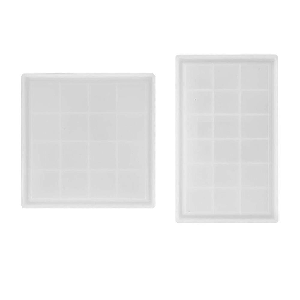 2Pcs/Set Rectangle Square Tray Mold for Resin, Rolling Tray Mold, Shiny Silicone Tray Resin Mold, S