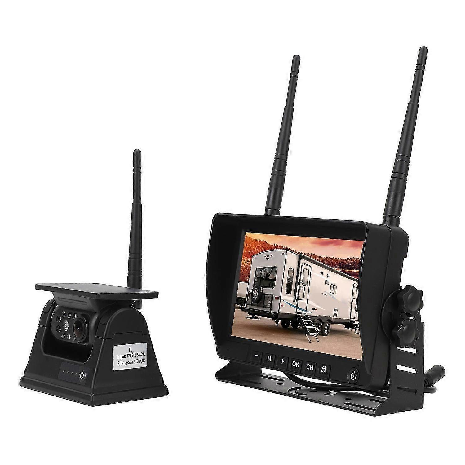 Magnetic Solar Wireless Backup Camera 7in Display Ip69 Waterproof 1080p Hd Wireless Reverse Camera F