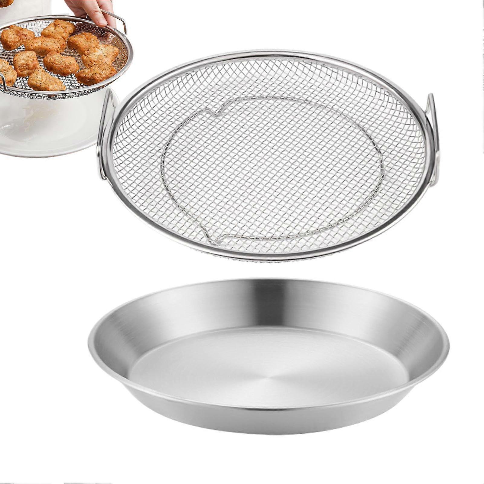 Oil Drying Rack for Frying, Oil Filter Tray, Mesh Basket Stainless Steel with Tray