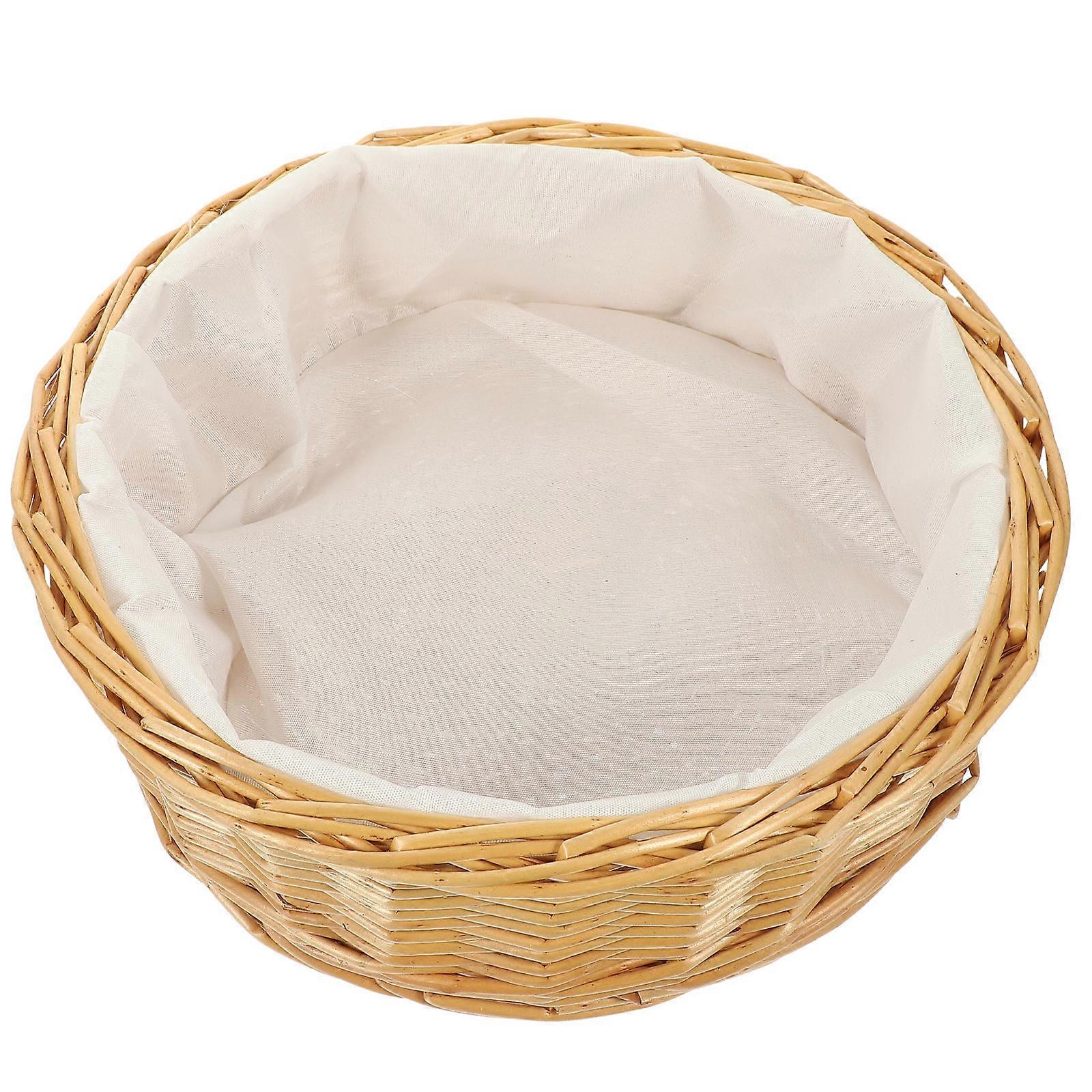 Woven Food Basket with Liner – Wicker Storage Basket for Serving Bread, Snacks, Picnics, and Home Organization – Comfortable Touch, Easy to Clean