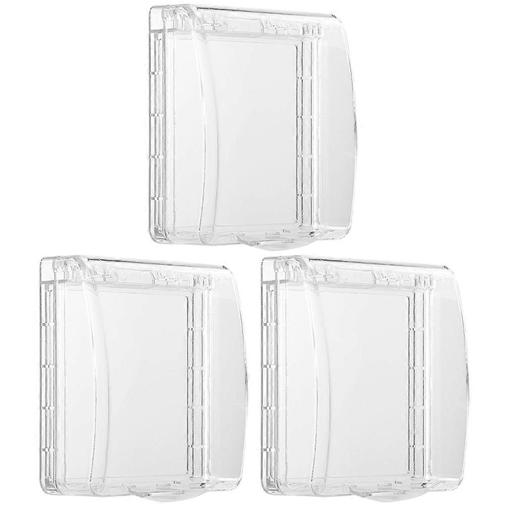 3pcs Transparent Cover Weatherproof Electrical Plug Protector Adhesive Splash Proof for Indoor Outdoor Use