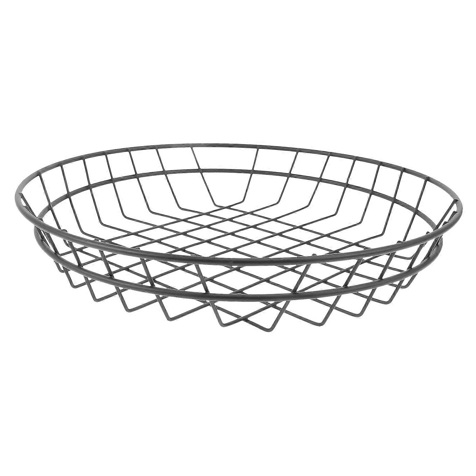 1 Piece Round Stainless Steel Basket for Fried Chicken, French Fries & Bread – Simple Desktop Holder for Kitchen & Dining Use