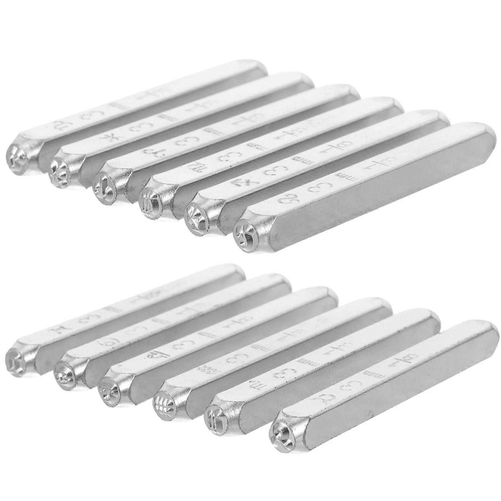 Jewelry Stamping Tools Stamping Tools DIY Enthusiasts Silver 6.5x0.7x0.7cm Leather Art Craft 12Pcs