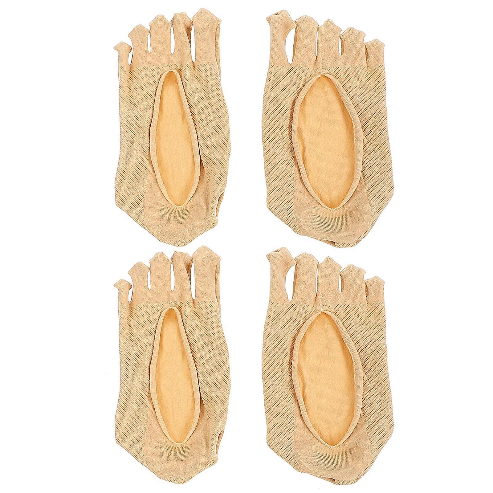 Compression Toe Sock Five Finger Socks Women Daily Wear Beige 15x8cm Prevent Blisters 2 Pairs