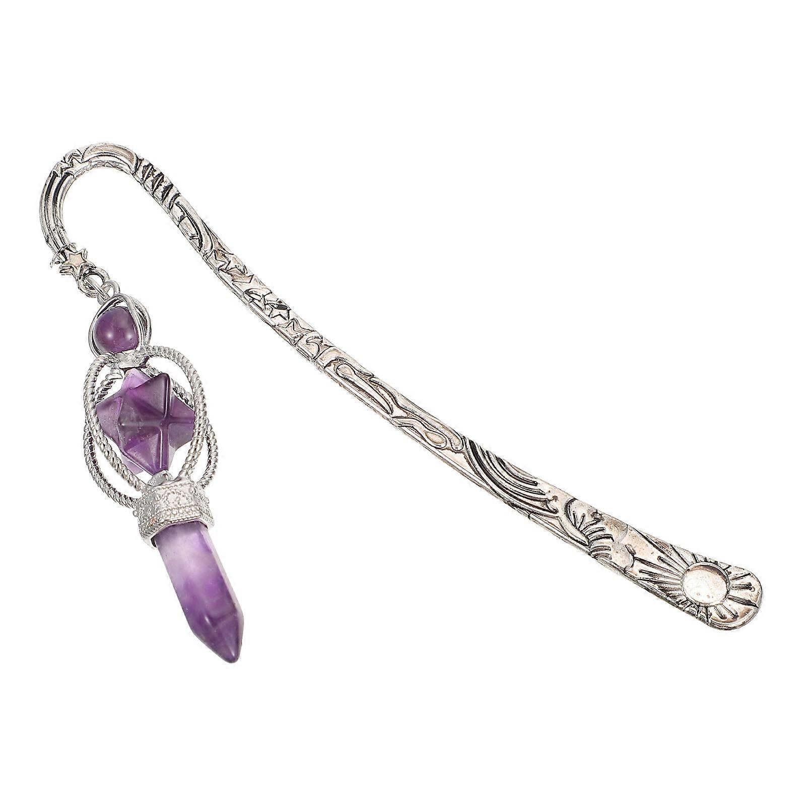 Worgeous Bookmark Bookmarks with Charms Custom Flag for Child Gift Books Violet Copper Natural Crystal 12x2x2cm