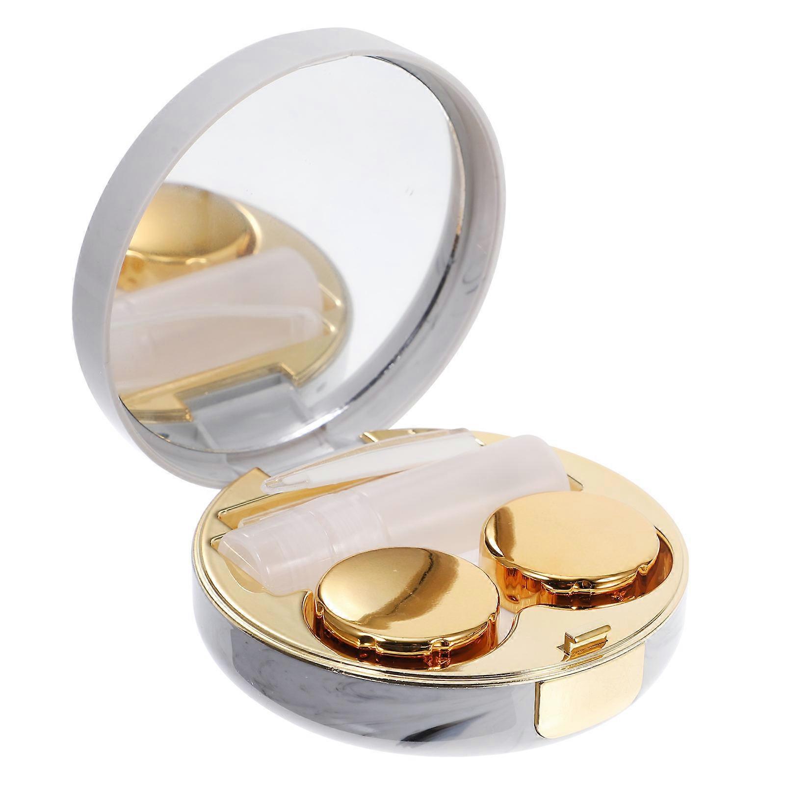 Cute Lens Case Box Practical Design Round Shape Plastics Material Portable Case 1Set