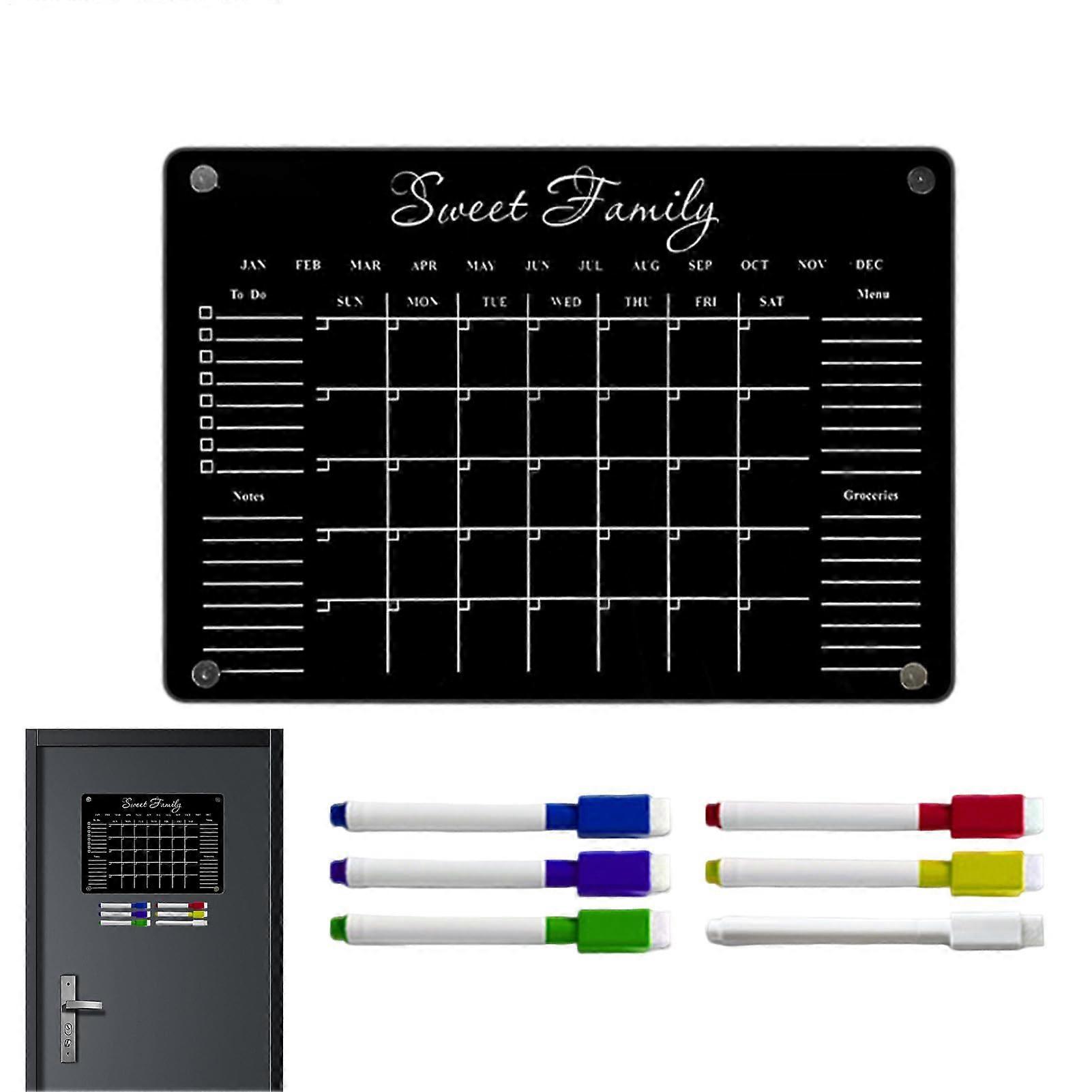 Magnetic Weekly Planner For Refrigerator Acrylic Dry Erase Board With Weekly Overview Includes 6 Markers