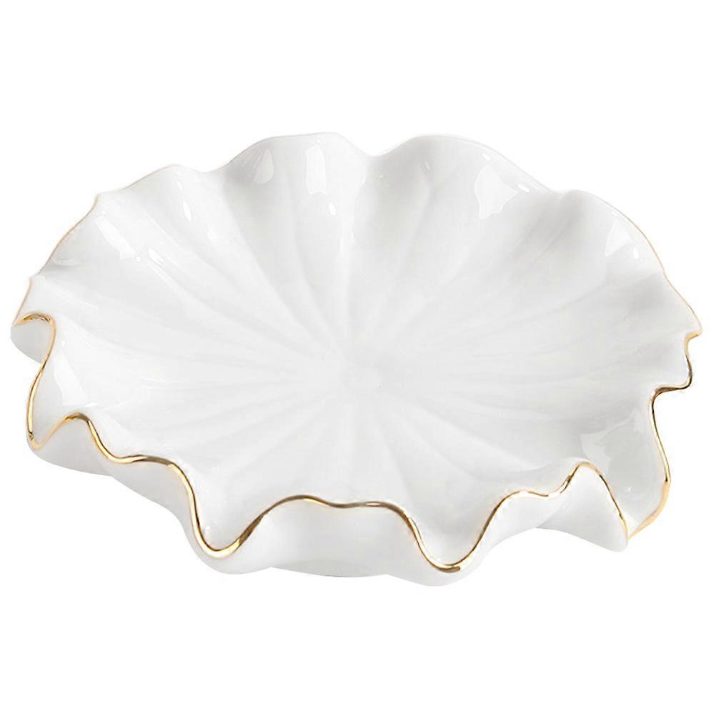 Ceramic Soap Holder White Nordic Style Water Draining Design Lotus Leaf Soap Dish for Bathroom Kitchen Multipurpose Organizer