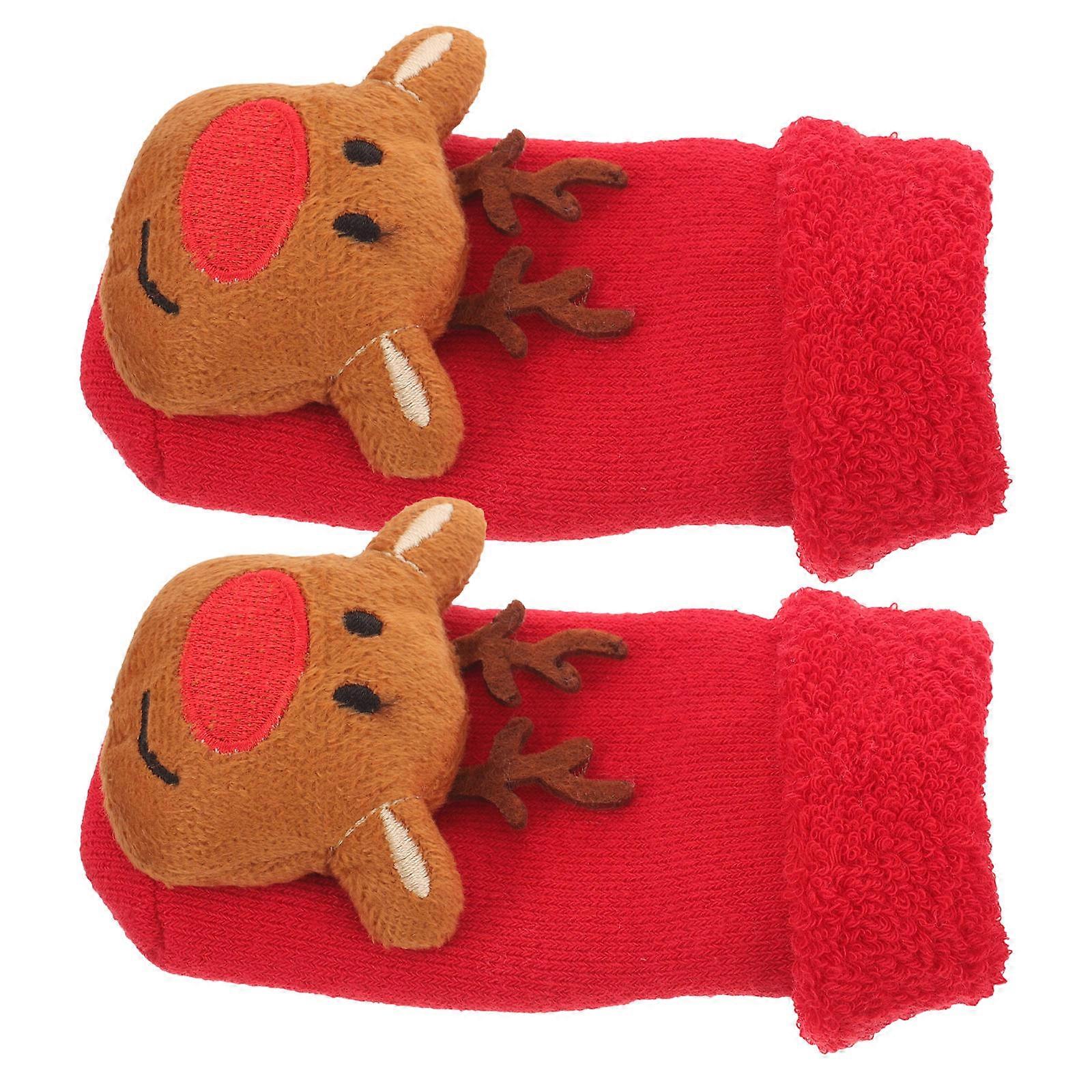 Red Baby Socks Non-Slip Warmth Comfortable Christmas Indoor Wear Combed Cotton Mid-Calf 1 Pair