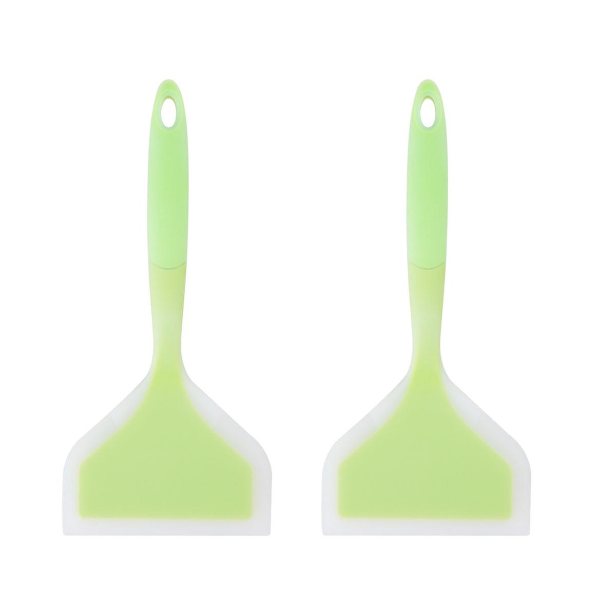 Heat Resistant Spatulas Nonstick Silicone -shaped Kitchen Tool Green 25.5*12CM High Temperature Resistant 2Pcs