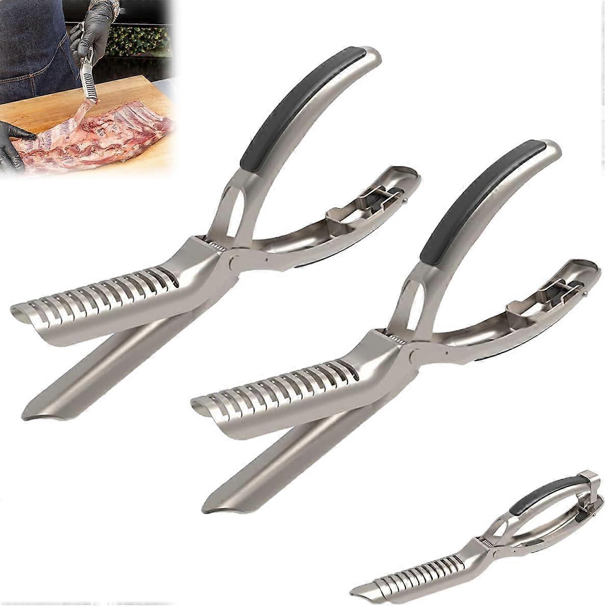 Rib Prep Stainless Steel Rib Membrane Removal Tool, BBQ Accessories (2 Pcs)