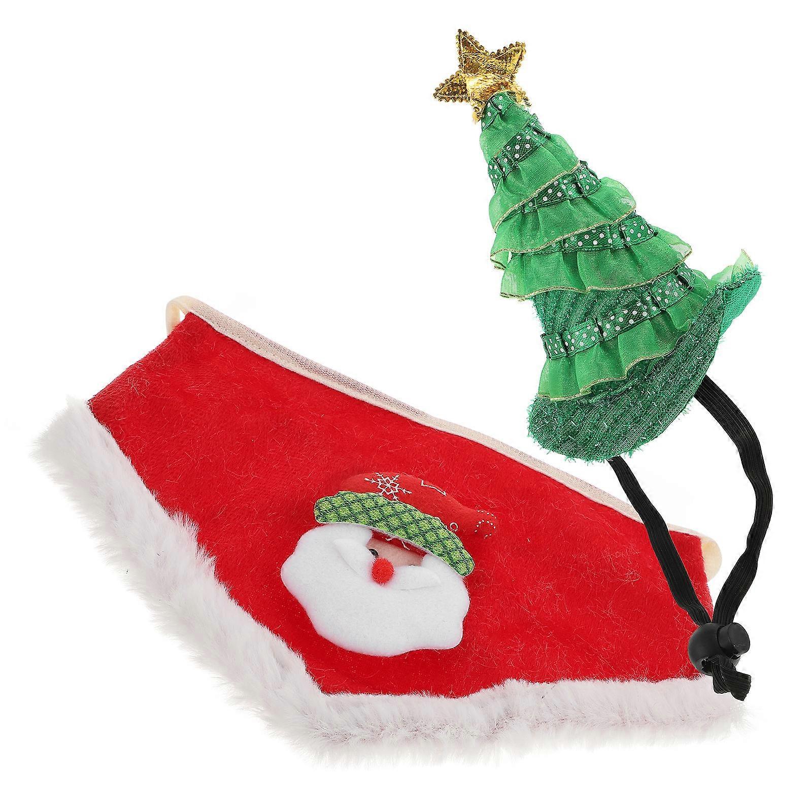 כובע ממחטת לחיות מחמד חגיגת חג המולד דקורטיבי מרובע פוליאסטר 1 סט