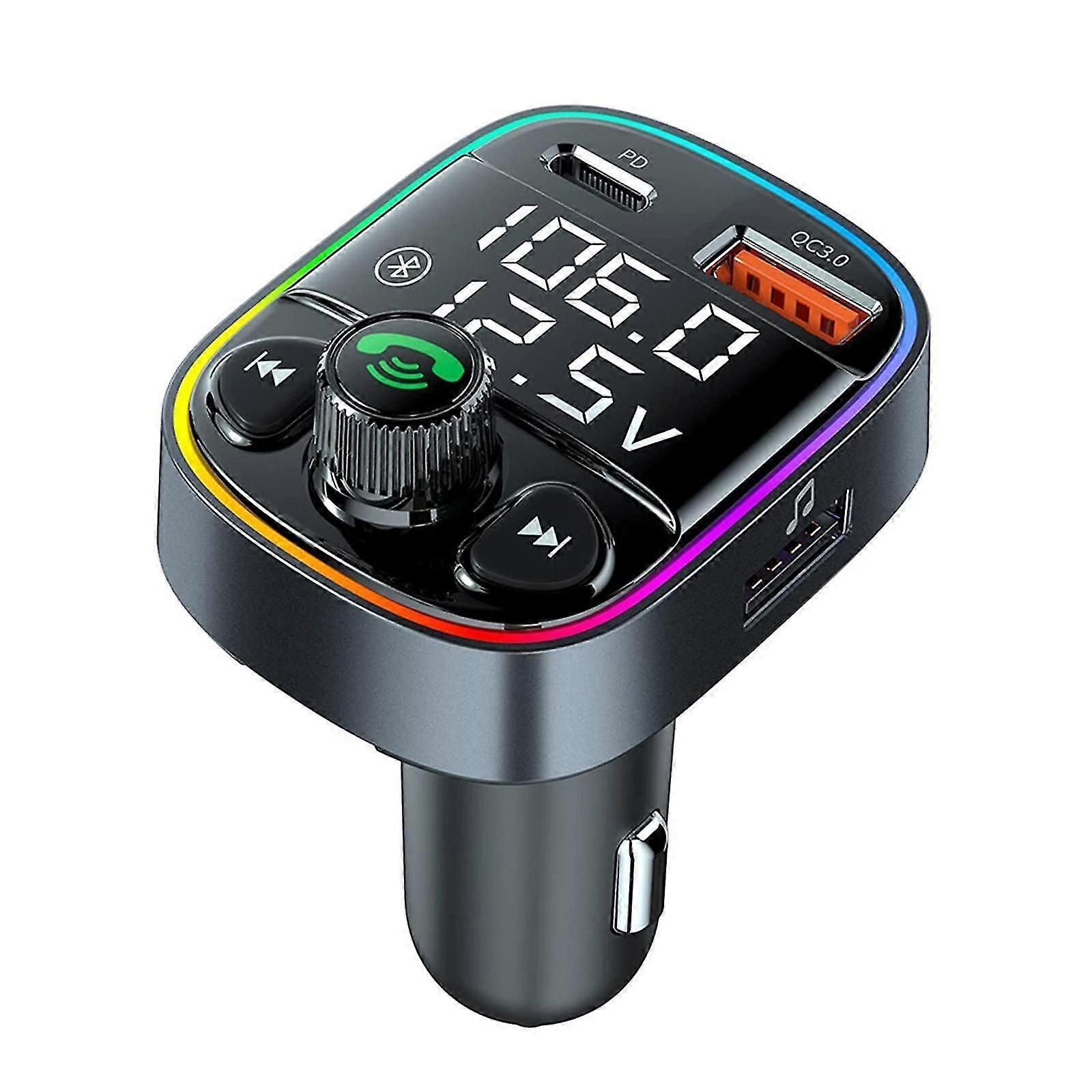 Car Bluetooth Adapter Voltage Display U Disk Music Player BT5.0 for Driver