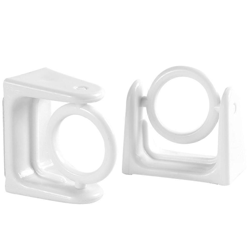 Curtain Rod Brackets Wall Home Compact White 5.1X4cm Rotatable 2Pcs