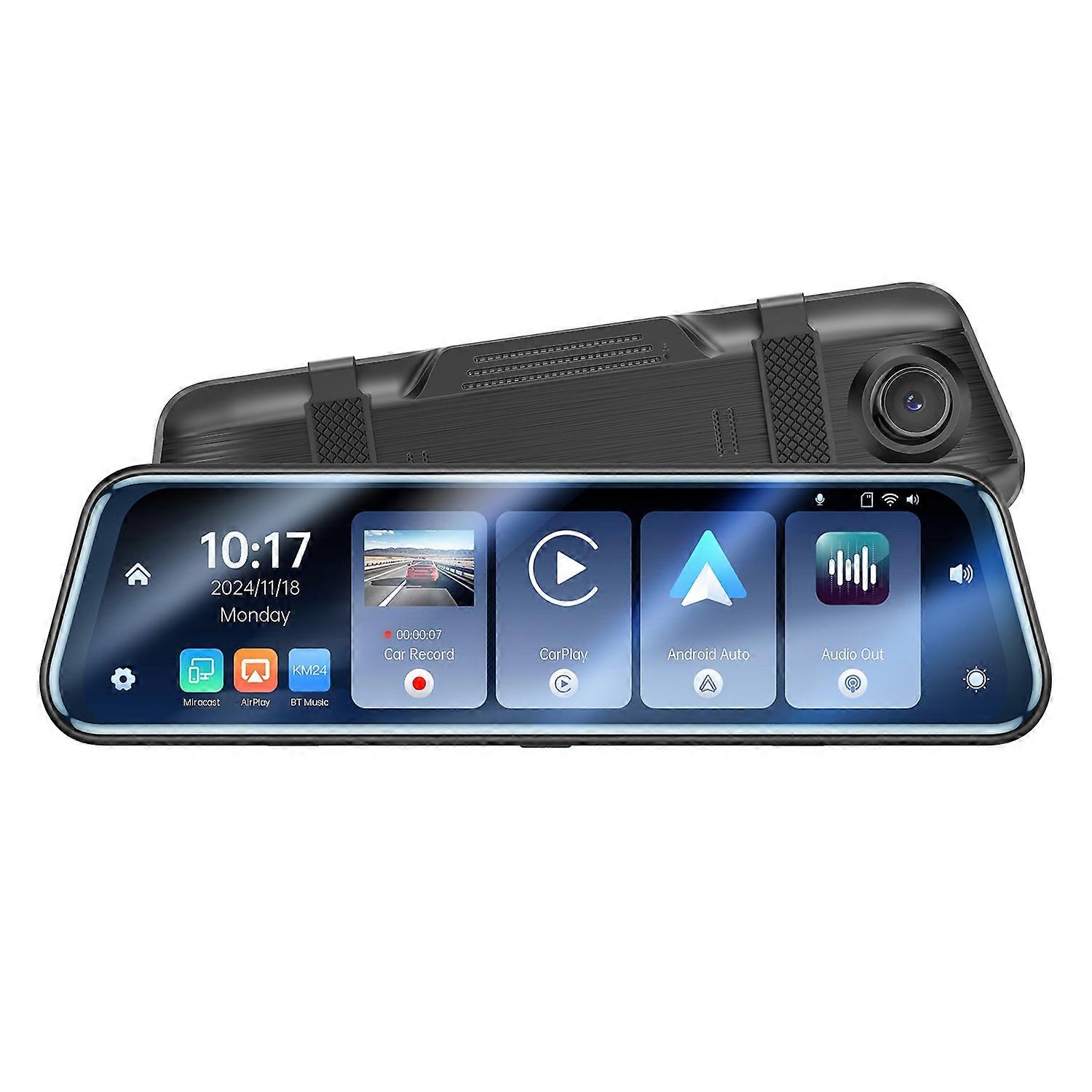 YESIDO KM24 Carplay Streaming Rearview Mirror Dash Cam Android Auto Airplay Screen