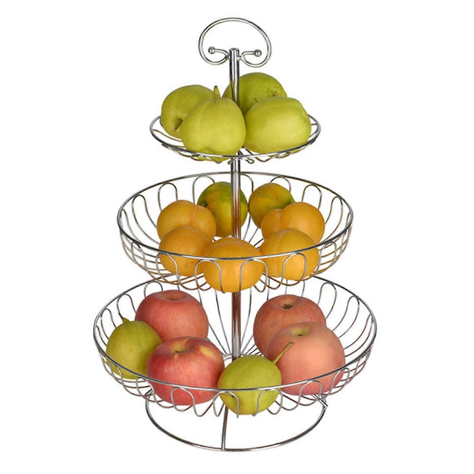 Présentoir à fruits en fer à trois niveaux support à gâteaux amovible en métal porte-dessert décorat