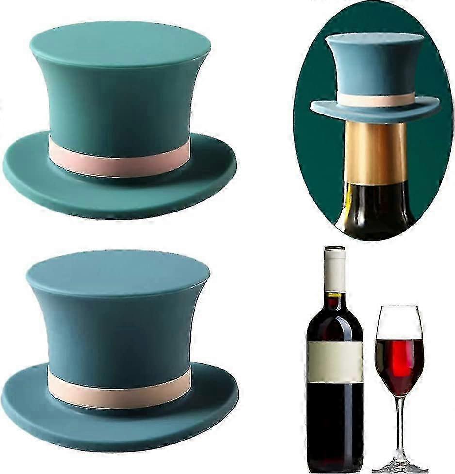 2PCS Silicone Magic Hat Wine Bottle Stoppers, Reusable and Cute Wine Savers