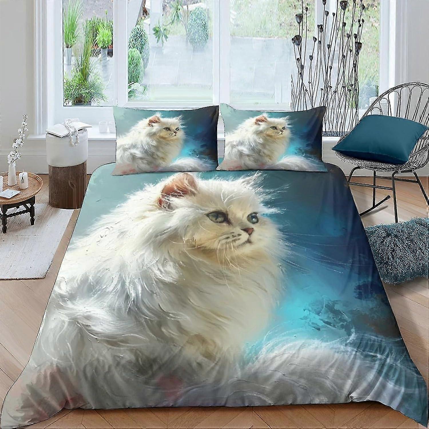 Söt djur 3D-tryck täcke täcke täcke och täcke sängkläder med örngott och dragkedja för tonåringar och vuxna