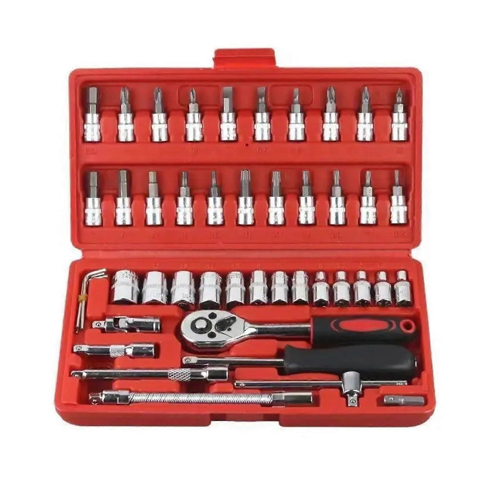 46-Piece Multi-Tool Wrench-Socket Combo Tool Set With Case, Combination Tool Set For Repairs