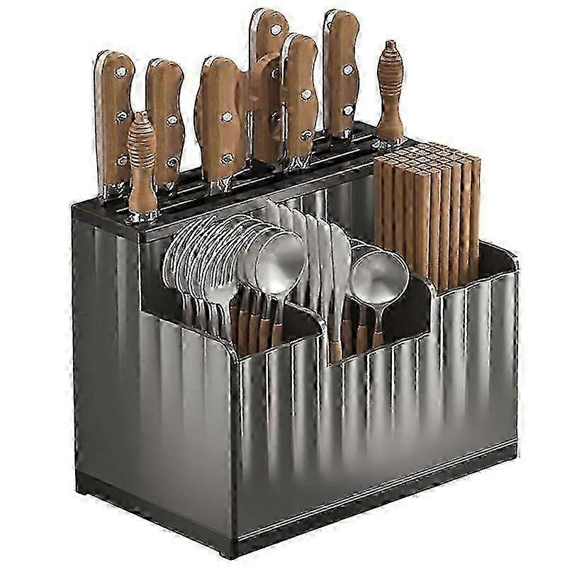 Wall Mounted Kitchen Utensil Storage Rack Large Capacity Chopstick Storage Rack Gray