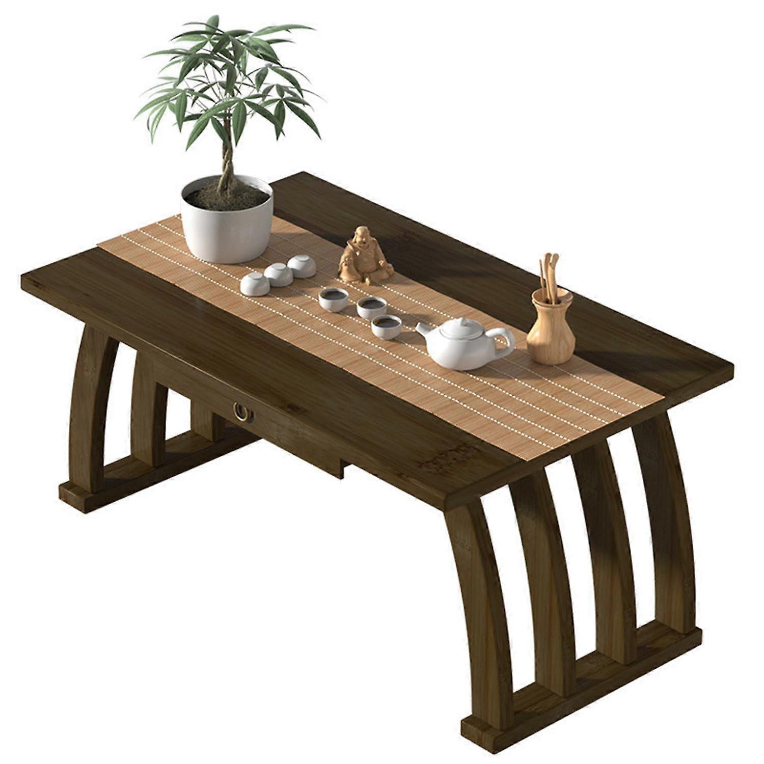 Japanese tatami tea table with drawers, portable wood, multifunctional corner table