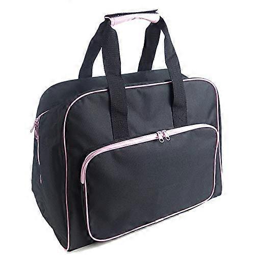 Multifunctional Sewing Machine Bag Portable Storage Carrying Case with Pockets for Sewing Tools Handheld Black Pink