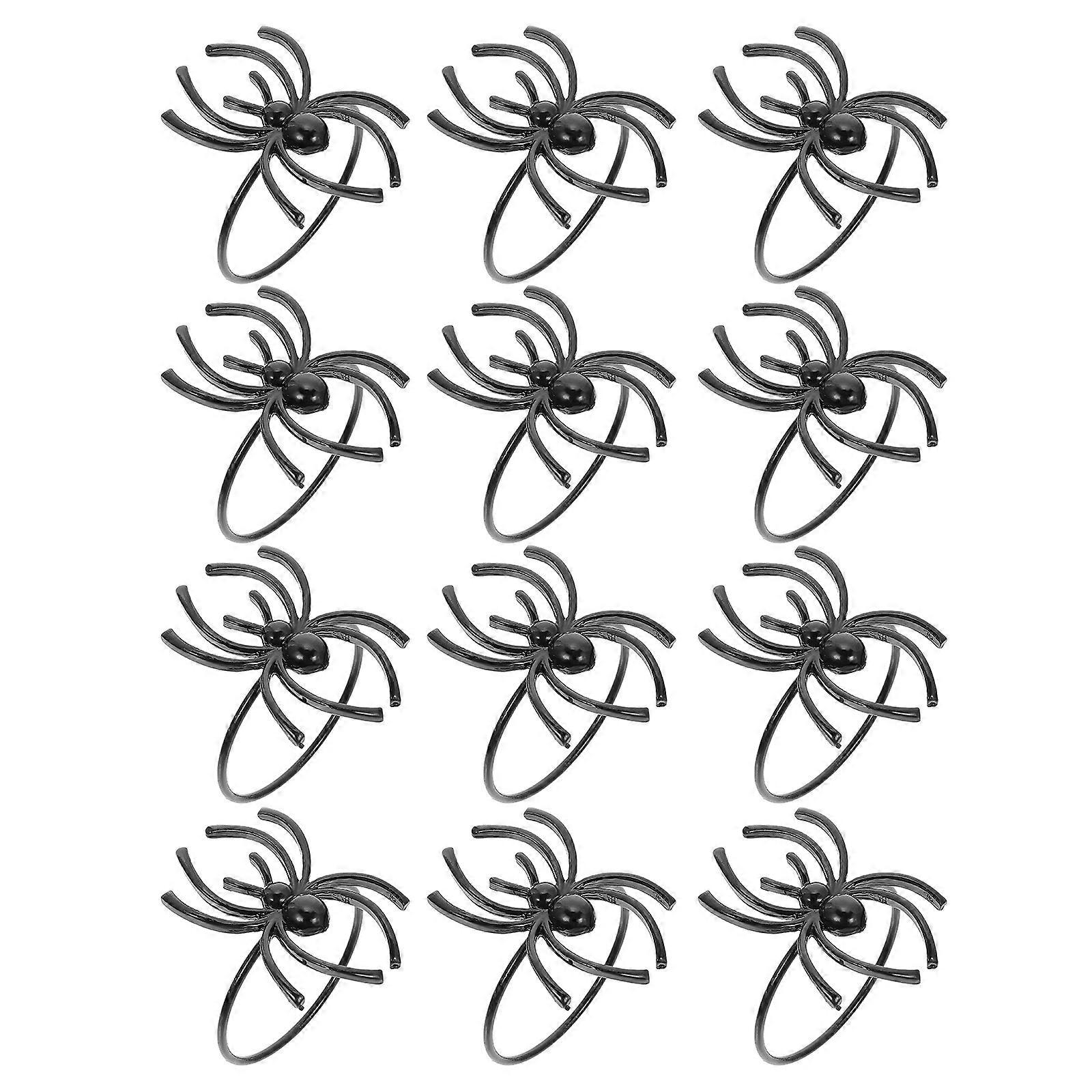 Halloween Spider Napkin Rings 12pcs Decorative Buckles Lightweight Table Serviette Holders for Party & Dinner Settings