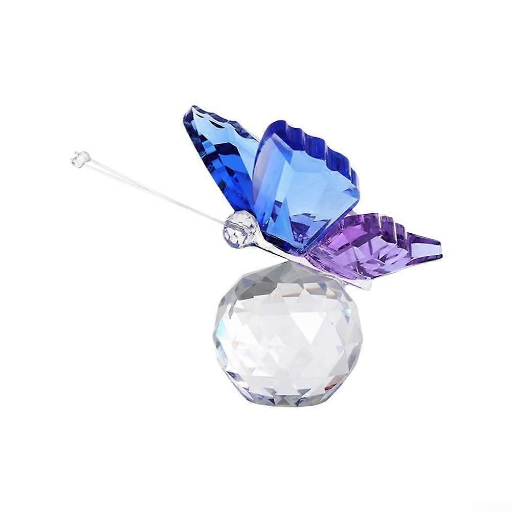 English translation: 'Crystal Butterfly Figurine for Elegant Table Decoration and Functional Paperweight (Purple) Violet'