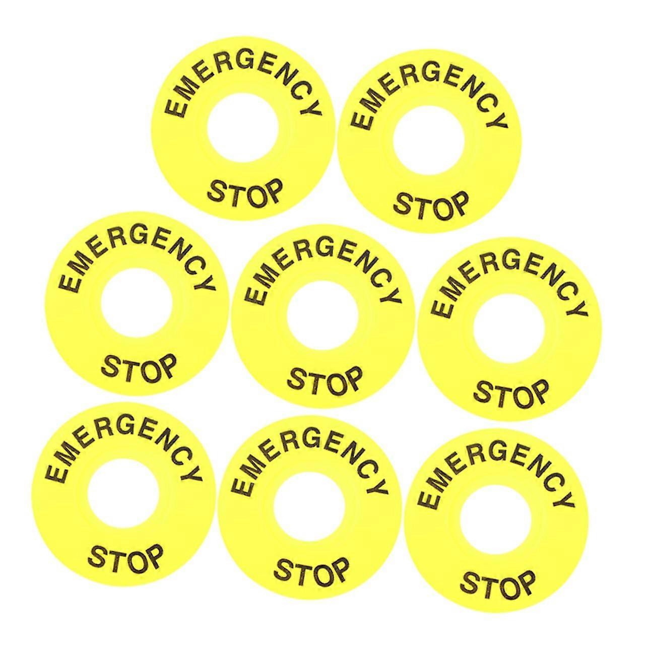 Emergency Stop Button Signs 8Pack Stops PVC Yellow