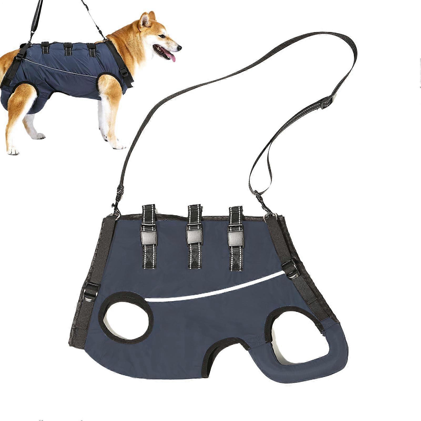 Dog Lifting Harness - Adjustable Support for Dogs with Weak Back Legs, Elderly, Disabilities & Injuries, Navy Blue