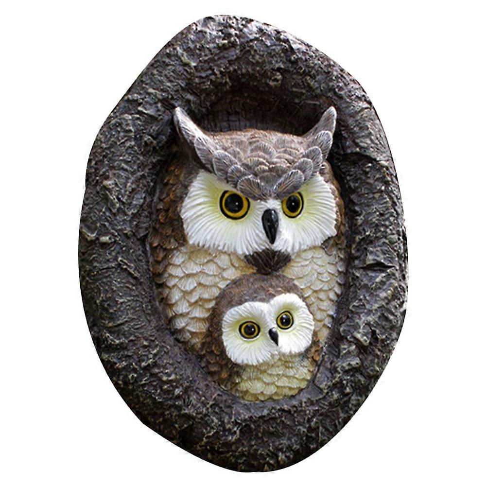 Courtyard Owl Statue Special Owl Shape Design Resin Garden Animal Ornaments Home Office Use 9.4×6.7×2.2in 1Set