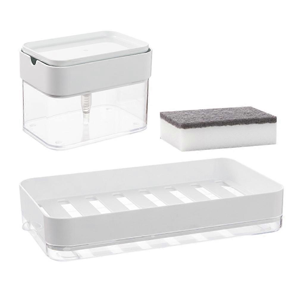 Compact Kitchen Sink Soap Dispenser Set with Sponge – Efficient Dishwashing Accessory for Convenient Cleaning