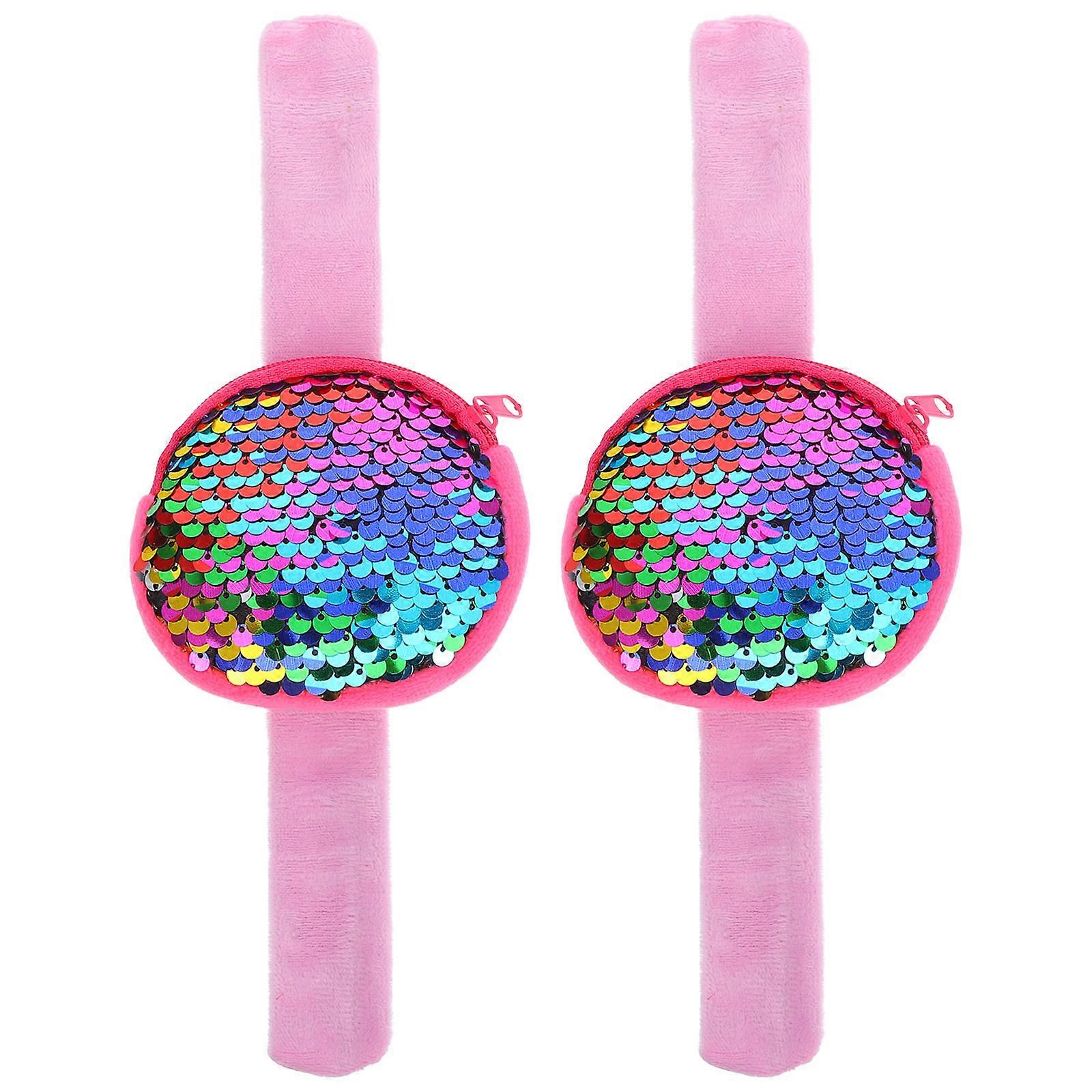 2pcs Sequin Slap Bands Cartoon Wristbands Adorable Party Accessories Versatile Easy to Use Birthday Favors