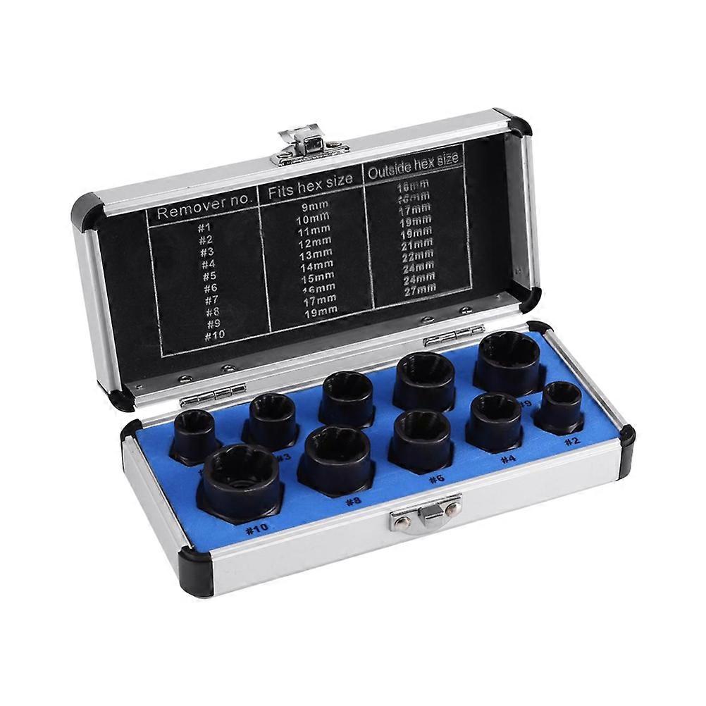 Rusted Nut Extractor Damaged Nut Removal Durable Metal Tool for Mechanics 10 Pcs Set